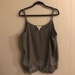 Loft Olive Eyelet Detail Tank